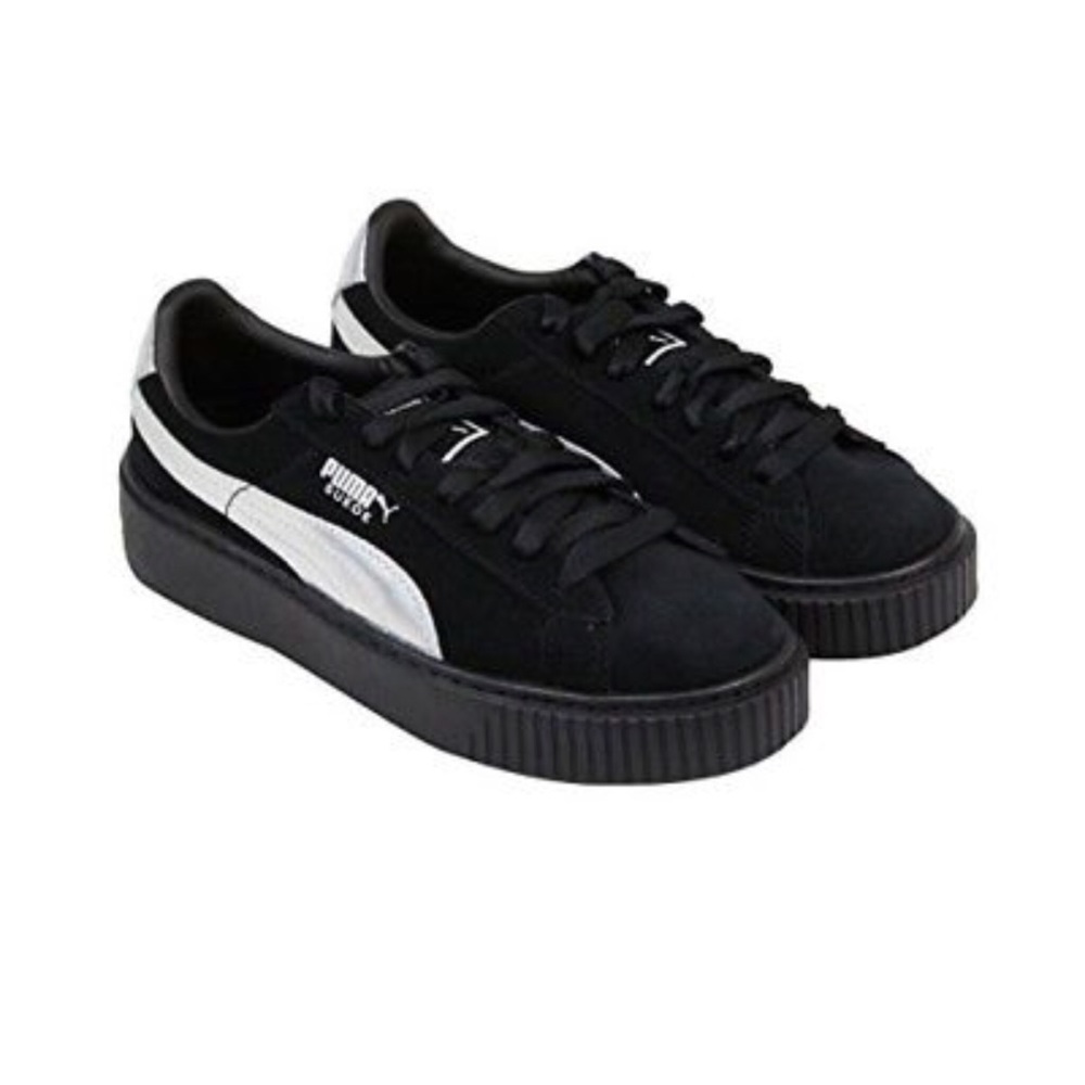 Puma Suede Black & Holographic Platform Sneaker - Picture 6 of 8